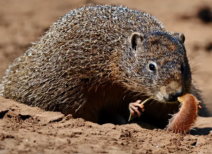 Image similar to groundhog eating a worm