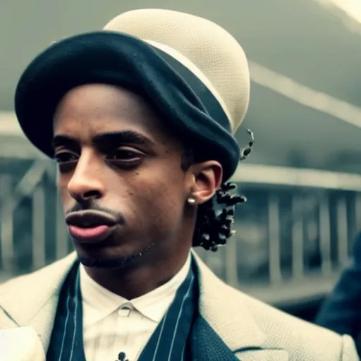 Image similar to playboi carti in peaky blinders 4 k the detailed super realistic