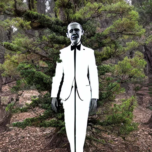 Image similar to barack obama shaped tree, fashion photography