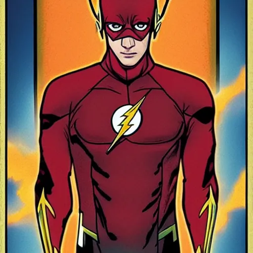 Prompt: cover art of the flash as a tarot card