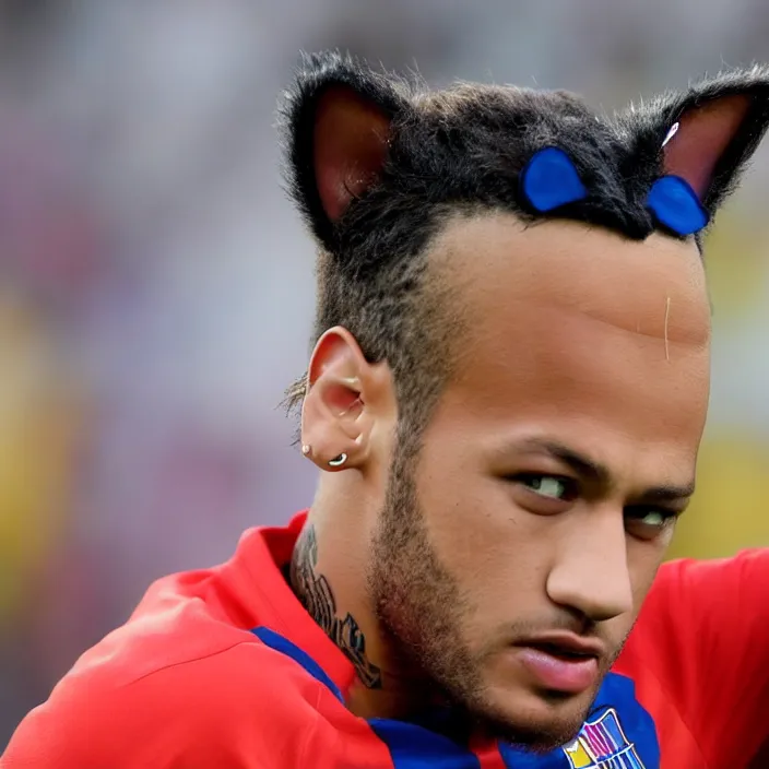 Image similar to Neymar with cat ears