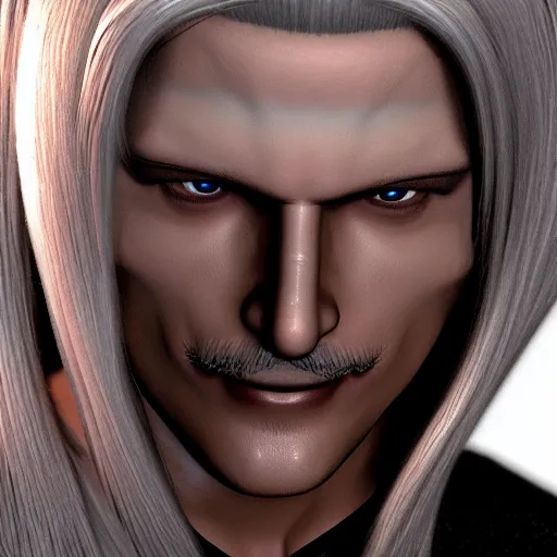 Image similar to sephiroth as mario, a computer rendering by h. r. giger, trending on zbrush central, neoplasticism, zbrush, reimagined by industrial light and magic, # vfxfriday