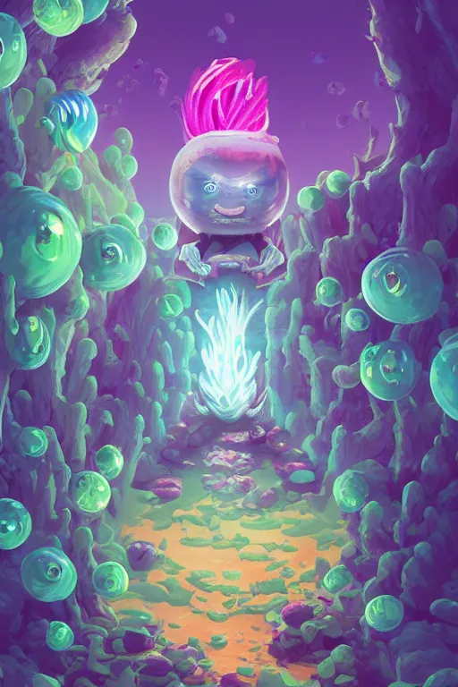 Image similar to roots cactus sushi cristal smurf ghost creature animal sushi cristal very big eye roots cactus elemental flush of force nature micro world fluo fishscale, behance hd by jesper ejsing, by rhads, makoto shinkai and lois van baarle, ilya kuvshinov, rossdraws radiating a glowing aura global illumination ray tracing hdr