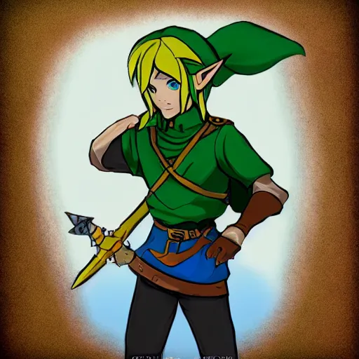 Prompt: Link in valorant style, 2d art
