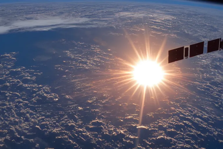 Image similar to photo of sun on earth horizon from the international space station