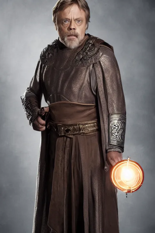 Prompt: Mark Hamill as Uther the Lightbringer, promo shoot, studio lighting