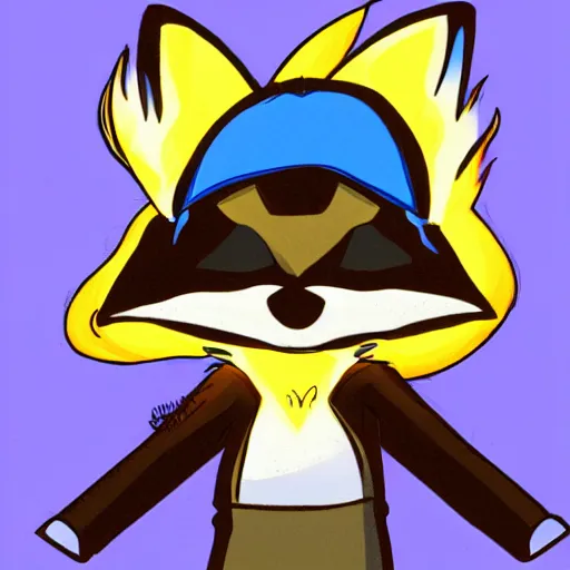 Image similar to Cartoon fennec character wearing a blue sweatshirt and holding fireballs, furry fandom, stylised