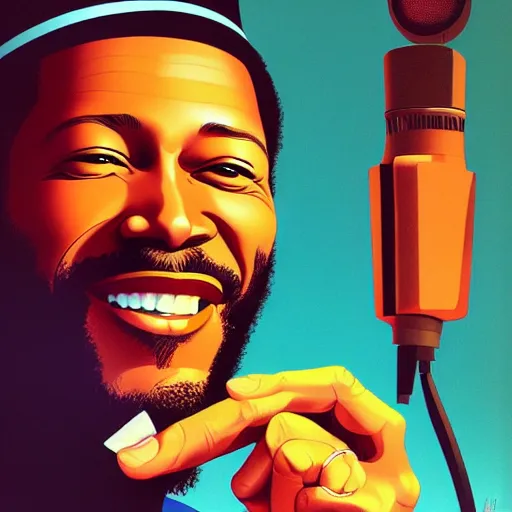 Image similar to marvin gaye by clyde caldwell, ilya kuvshinov, rossdraw, very detailed