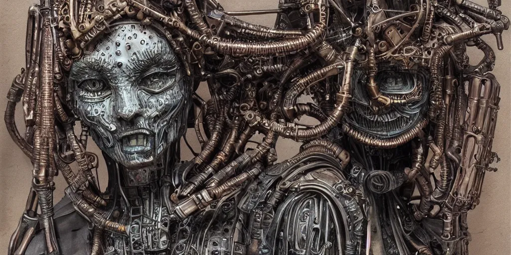 Prompt: steampunk ceramic human designed by h. r. giger,, architecture, painted by moebius and jean - michel charlier, colorful, extremely detailed faces, intricate linework, smooth, super sharp focus, colorful, high contrast, matte