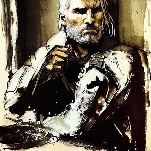 geralt of rivia drinking a potion, preparation for | Stable Diffusion ...