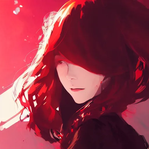 Image similar to portrait of a teen girl with short red hair, dramatic lighting, anime illustration by Alexis Franklin, Greg rutkowski, yoji shinkawa, 4k, digital art, concept art, trending on artstation, アニメ, featured on pixiv