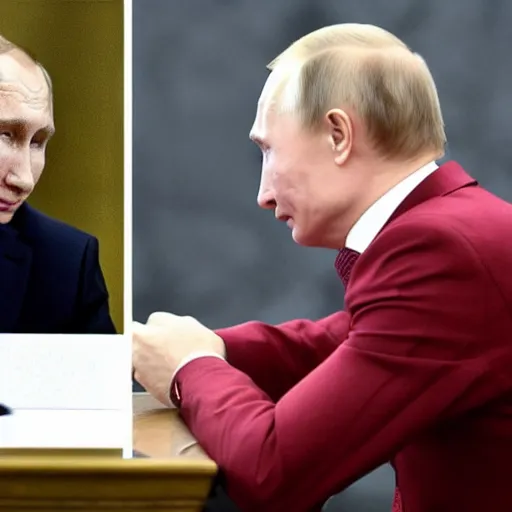 Image similar to putin teams up with a mysterious teenage putin