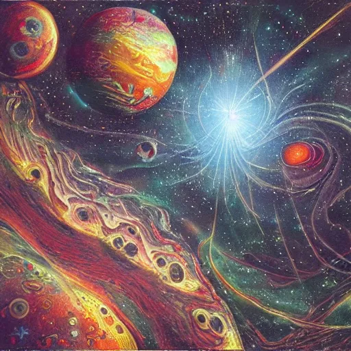 Prompt: an illustration of the beginning of the universe, fantasy, cosmic, ultra detailed, sharp focus, cosmic, realistic