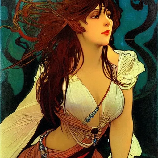 Image similar to tifa lockheart by alphonz mucha