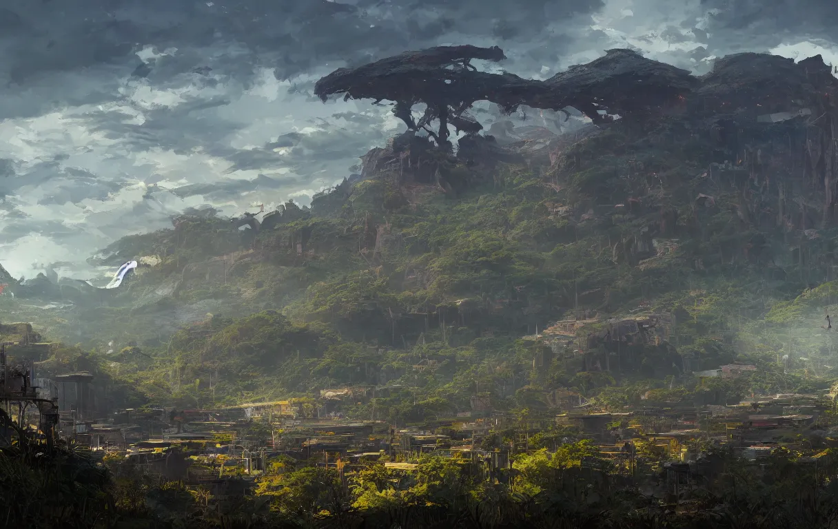 Image similar to A digital painting of a close-up view of wakanda, by Ismail Inceoglu and Caspar David Friedrich, stunning, photorealistic, highly-detailed, 4k, ue5, light effect, rtx on, realistic, cinematic, IMAX quality, trending on artstation