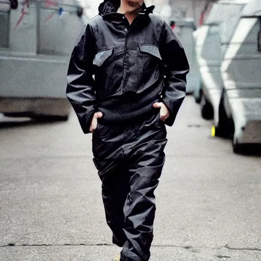 Image similar to spike spiegel wearing techwear, anime