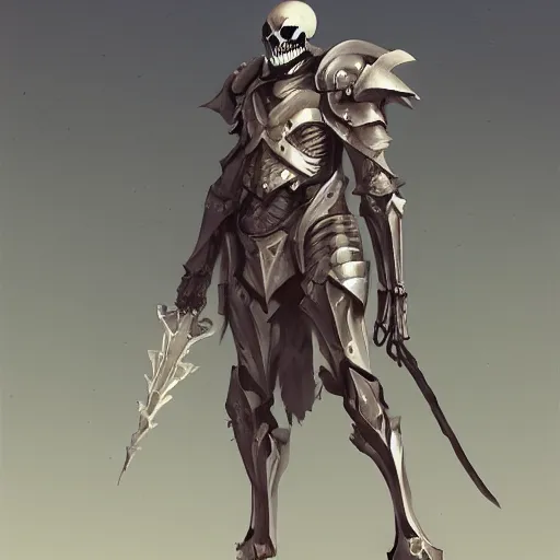 Image similar to skeleton, paladin, fantasy, plate armor, concept art, makoto shinkai, killian eng, digital art, artstation