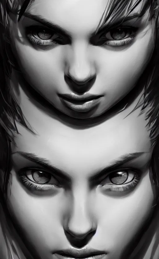 Prompt: up close portrait of a beautiful woman in black and white, photorealistic, pixie cut, intricate hair, rule of thirds, art by diego fazio and diegoKoi and oscar Ukono, concept art, sharp focus, artgerm, 8k highly detailed