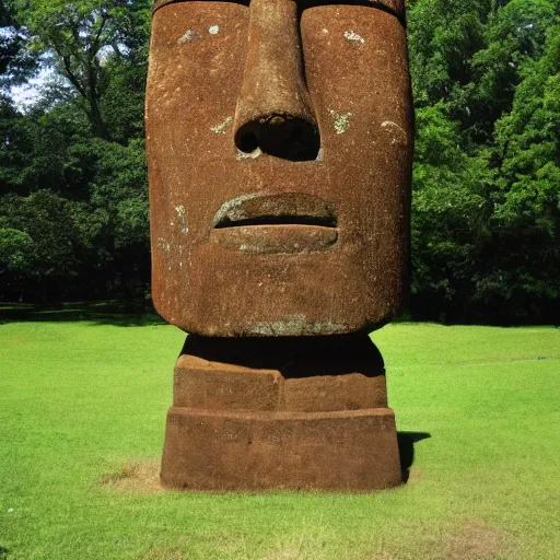 Prompt: moai statue giving a ted talk