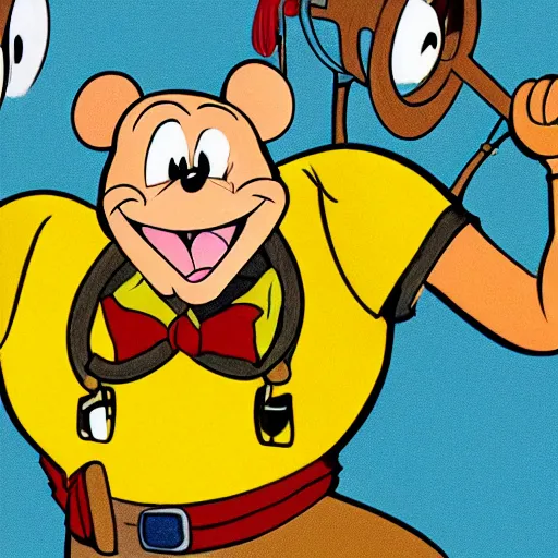 Image similar to 2 d traditional animation, portrait, upper body shot, mid shot, anthropomorphic mouse, female, wearing denim short shorts and a off yellow tank top shirt, in the style of rescue rangers