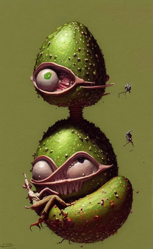 Image similar to anthro avocado creature painting by chiara bautista, beksinski and norman rockwell and greg rutkowski weta studio, and lucasfilm