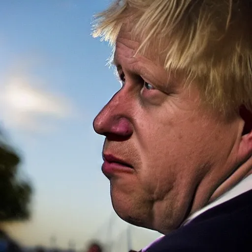 Image similar to a fisheye lens photo of boris johnson