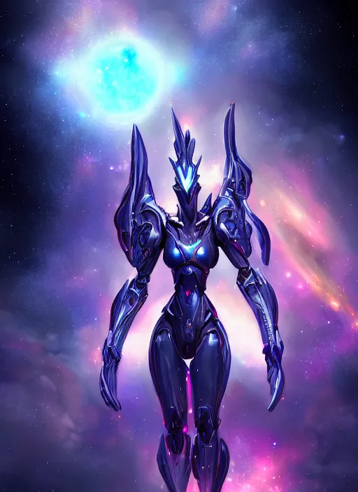 Image similar to cinematic goddess shot, cosmic sized perfectly proportioned stunning beautiful hot anthropomorphic robot mecha female dragon, in space, nebula background, larger than galaxies, holding galaxy, sharp claws, sleek silver armor, epic proportions, epic size, epic scale, digital art, furry art, macro art, dragon art, giantess art, warframe fanart, furaffinity, deviantart