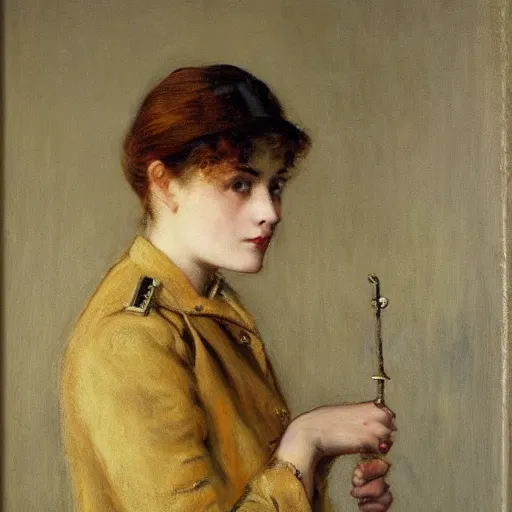 Prompt: a young woman detective by alfred stevens