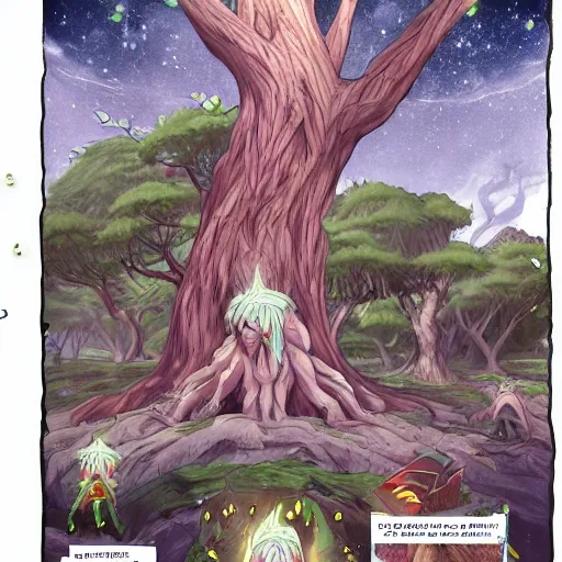 Prompt: yggdrasil surrenders to a bunch of determined ents