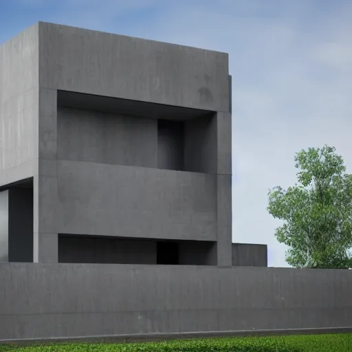 Prompt: brutalist minimalist mansion exterior design high quality highly detailed 8 k