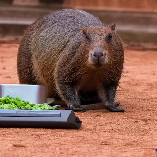 Prompt: photo of capybara eating a gpu, highly detailed, high quality, hd, 4 k, 8 k, canon 3 0 0 mm, professional photographer, 4 0 mp, lifelike, top - rated, award winning, realistic, sharp, no blur, edited, corrected, trending