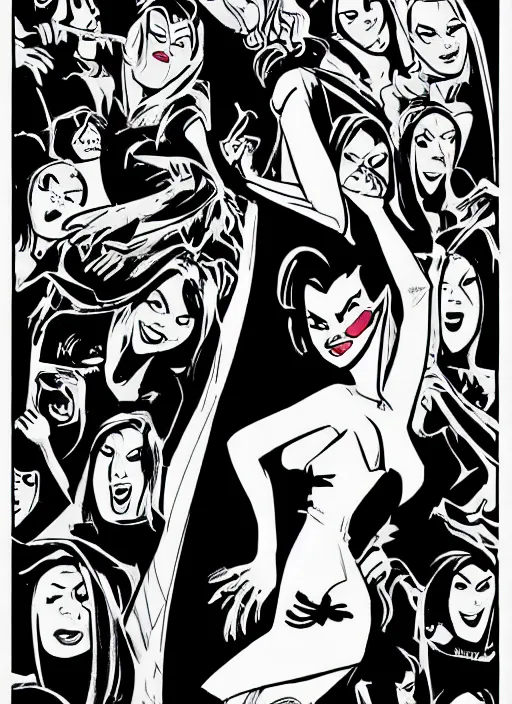 Prompt: bored female vampire, by darwyn cooke