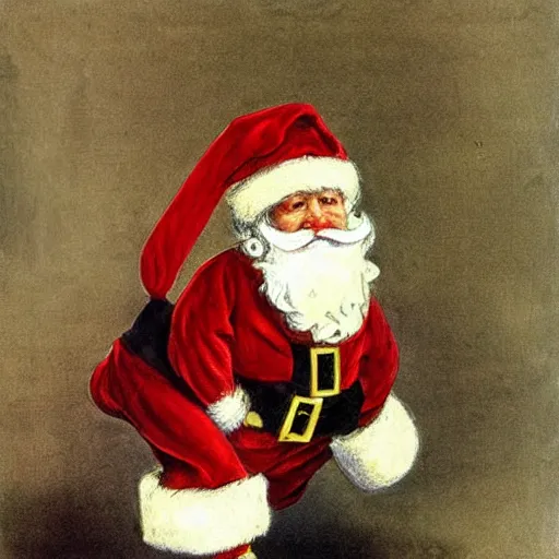 Prompt: a rabbit dressed as santa claus, in the style of anders zorn