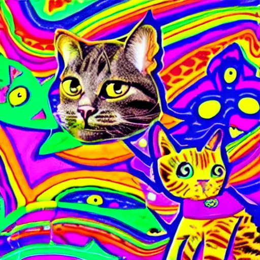 Prompt: a cat by lisa frank