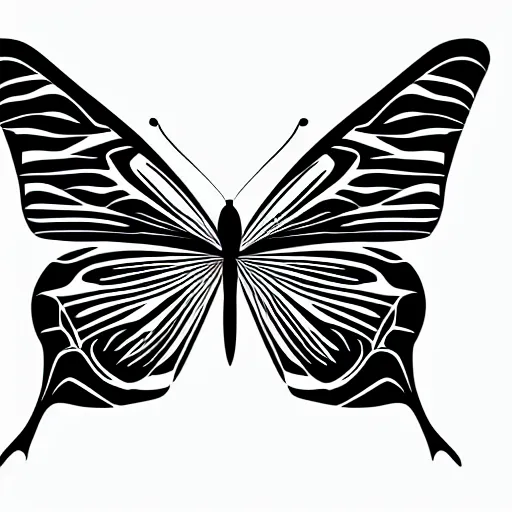 Prompt: monochromatic illustration of a butterfly, one line, line drawing, unbroken, minimalist, white background, black and white