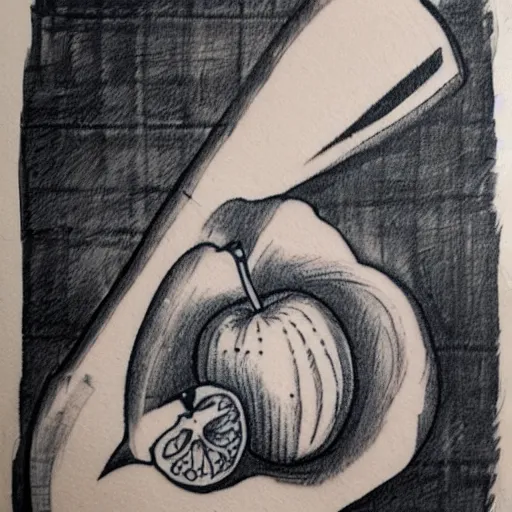 Image similar to an old school tattoo of a sailor eating a honeycrisp apple, blues and whites, sketching