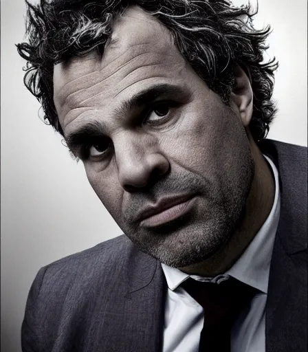 Image similar to a high quality, high detail, photorealistic portrait of mark ruffalo by james nachtwey and lucian freud,