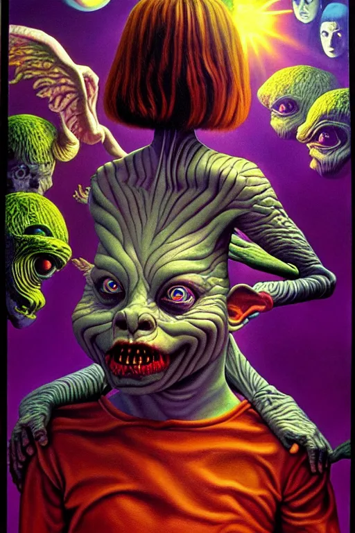 Image similar to a hyperrealistic painting of evil version of the never ending story, cinematic thriller by chris cunningham, lisa frank, richard corben, highly detailed, vivid color,