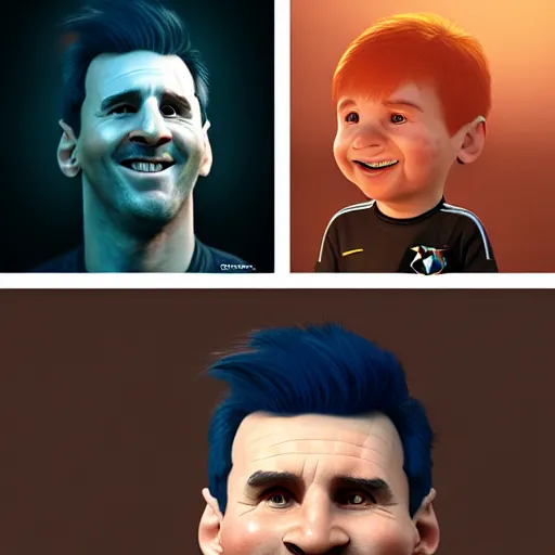 Image similar to lionel messi as happy potatoe, by ilya kuvshinov, rtx rendering, octane render 1 2 8 k, maya, extreme high intricate details by tom bagshaw, medium shot, close up shot, composition by sana takeda, lighting by greg rutkowski