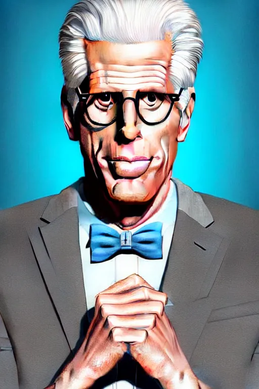 Image similar to a painting of ted danson in the good place, art by robin eley