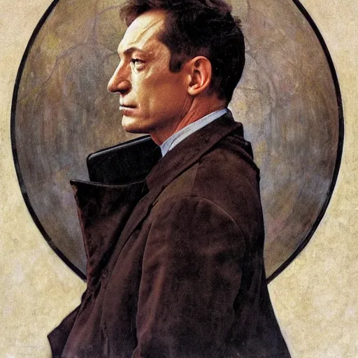 Image similar to portrait of jason isaacs, long shot, bouguereau, norman rockwell, mucha