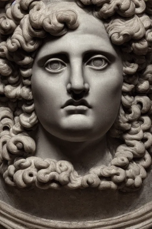 Image similar to Adam, face, closeup, ultra detailed, black granite, Guido Reni style