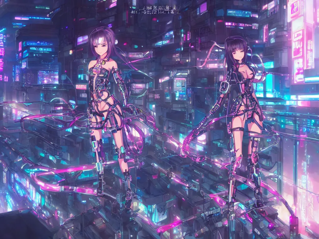 Image similar to anime key visual of futuristic cyber warrior girl, on cyberpunk neon light tokyo rooftop, ssci - fi and fantasy, intricate and very beautiful, highly detailed and digital painting, concept art, smooth, illustration, art by liya nikorov, rongzhen luo and rossdraws and huaixuan xiang and wlop