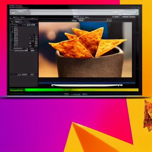 Prompt: adobe premiere as new doritos snack flavor