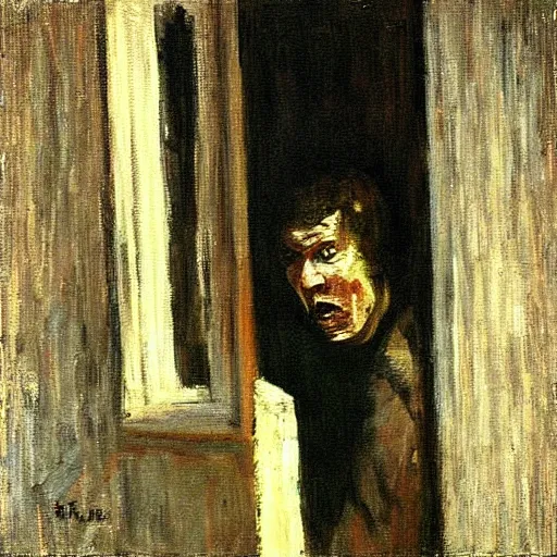 Prompt: “the man by the window scary panting”