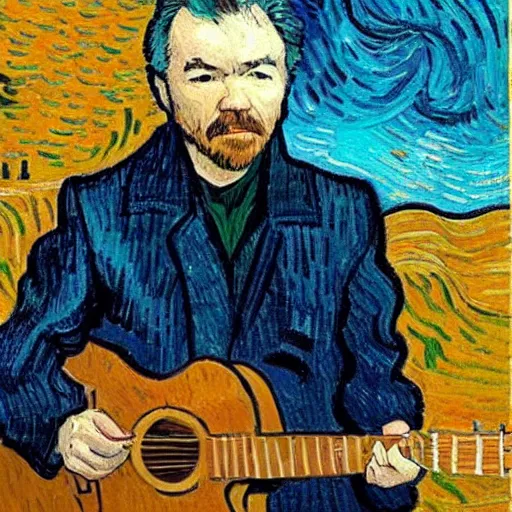 Image similar to John Prine in the style of Van Gogh