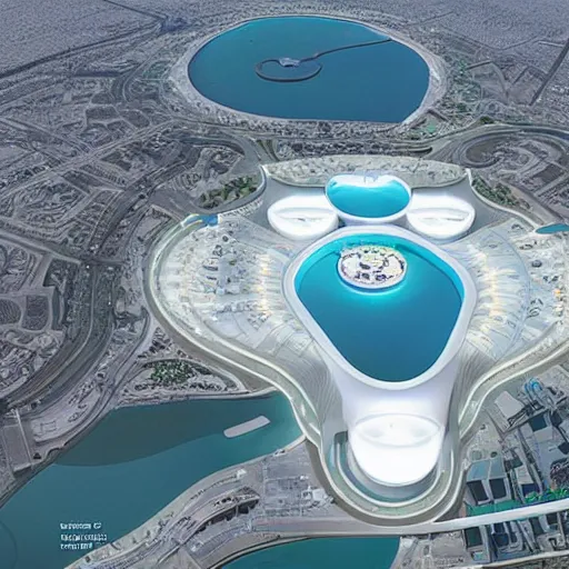 Image similar to arch vis of dubai city of the future named toilet land