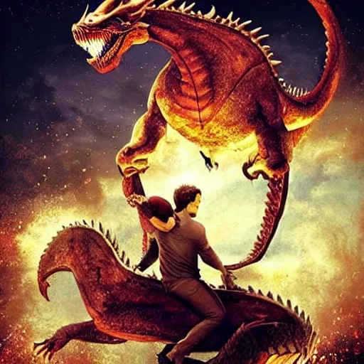 Image similar to dexter morgan riding a dragon, epic art