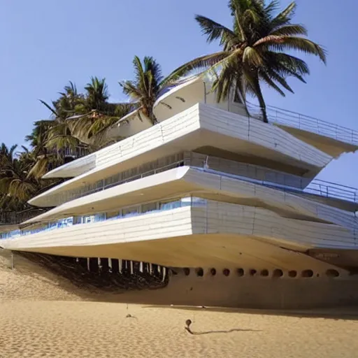 Image similar to create a set of beautiful beach located architecture building