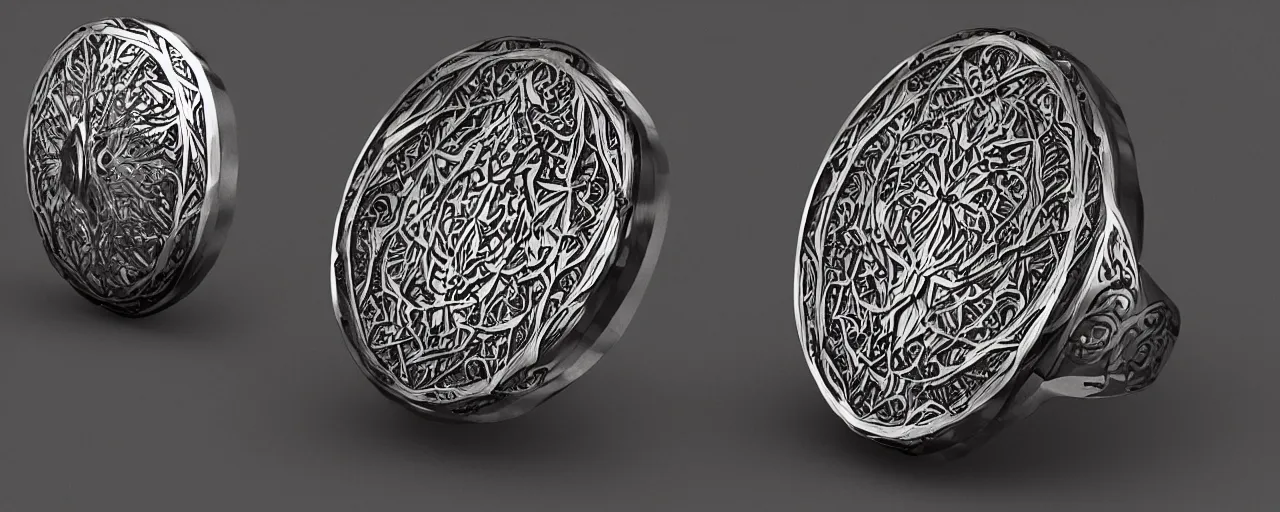 Image similar to wooden ring with a steel shield ornament, intricate, detail, ring, wood, steel, shield, tungsten, smooth shank, engravings, product design, jewelry, art by gerald brom, greg rutkowski and artgerm and james jean and zdzisław beksinski, 8 k, unreal engine, c 4 d